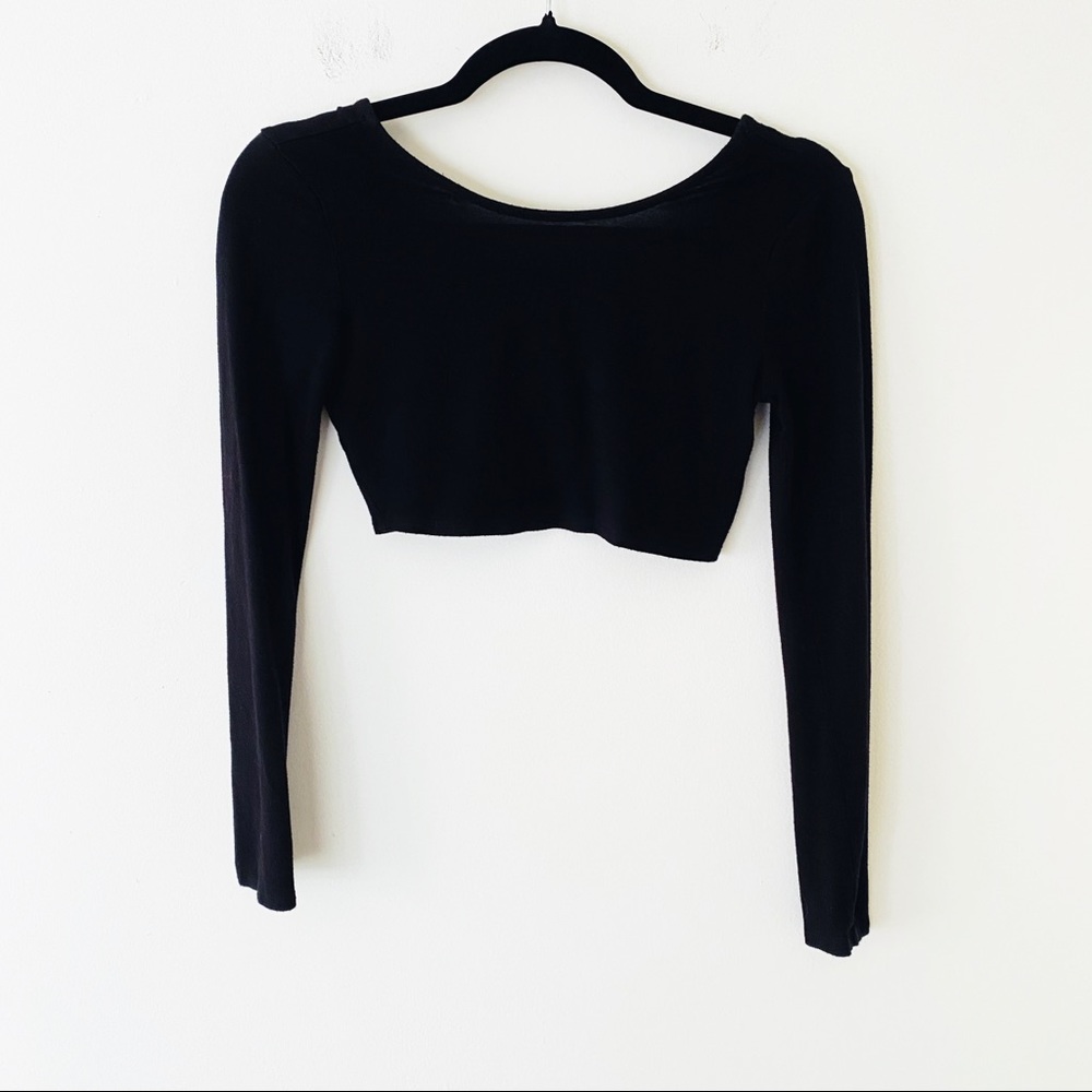 FP Beach Alia Black Crop Low Back Long Sleeve Top - Picture 3 of 8